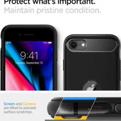 Spigen Iphone Se 2020|Apple-Etui iPhone SE 2022 2020 Rugged Armor Black Czarne Case