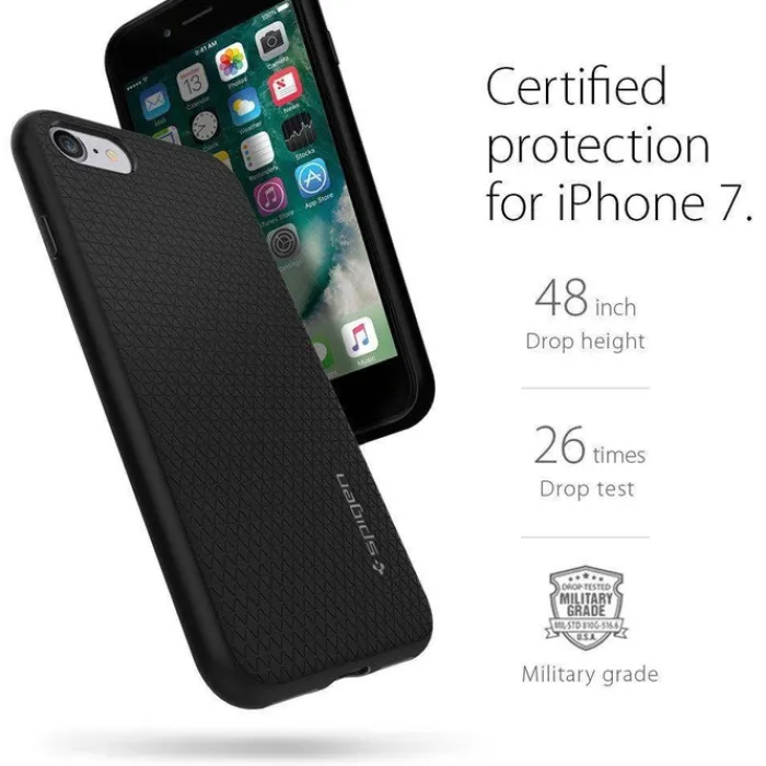 Spigen Iphone Se 2020|Iphone 7-Etui Liquid Air Apple iPhone SE 2022 2020 7 8 Black Czarne Case