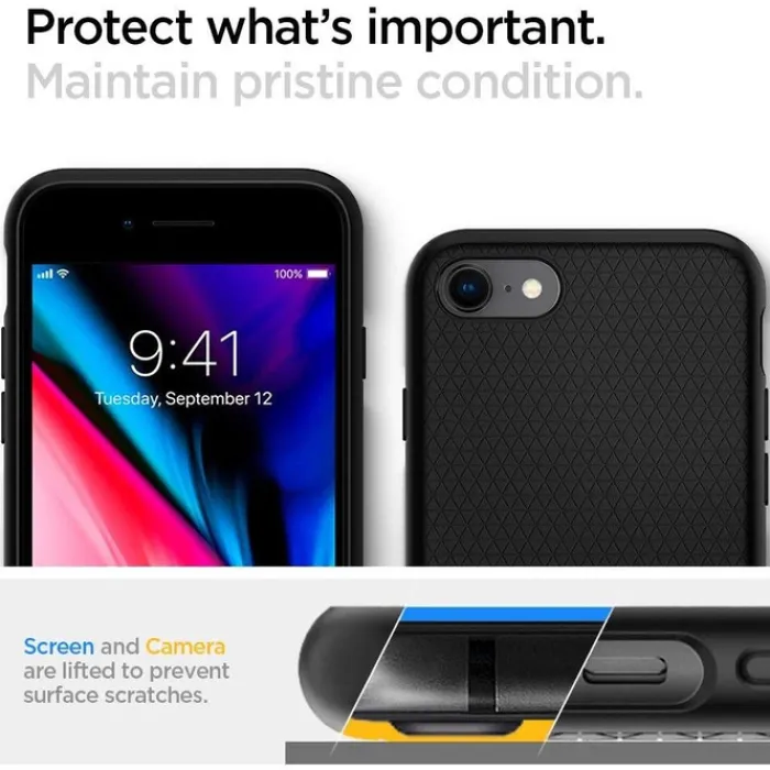 Spigen Iphone Se 2020|Iphone 7-Etui Liquid Air Apple iPhone SE 2022 2020 7 8 Black Czarne Case