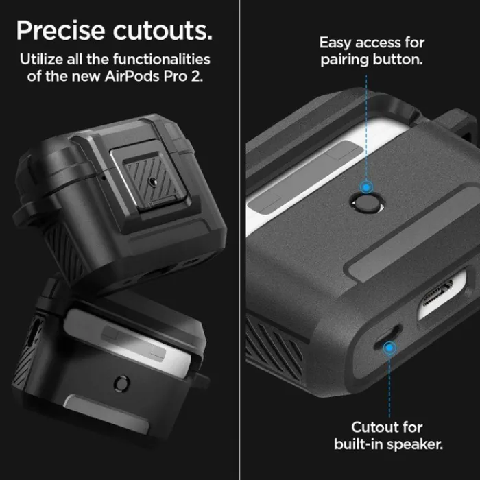 Spigen Inne|Airpods Pro-ETUI LOCK FIT AIRPODS PRO 1 / 2 MATTE BLACK