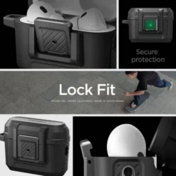 Spigen Inne|Airpods Pro-ETUI LOCK FIT AIRPODS PRO 1 / 2 MATTE BLACK