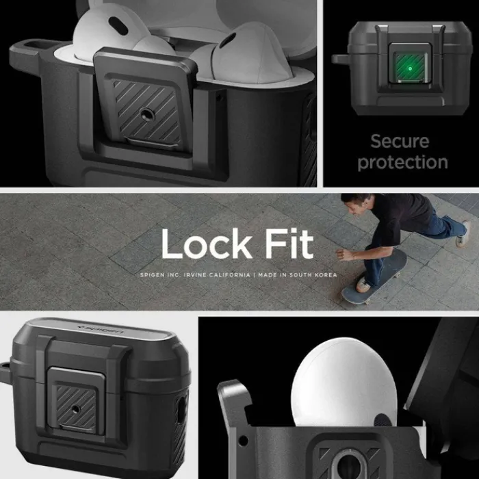 Spigen Inne|Airpods Pro-ETUI LOCK FIT AIRPODS PRO 1 / 2 MATTE BLACK