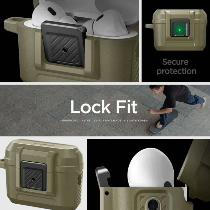 Spigen Airpods Pro|Etui Airpods-Etui Lock Fit Airpods Pro 1 / 2 Vintage Khaki Case