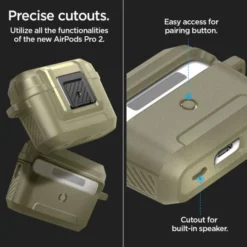 Spigen Airpods Pro|Etui Airpods-Etui Lock Fit Airpods Pro 1 / 2 Vintage Khaki Case