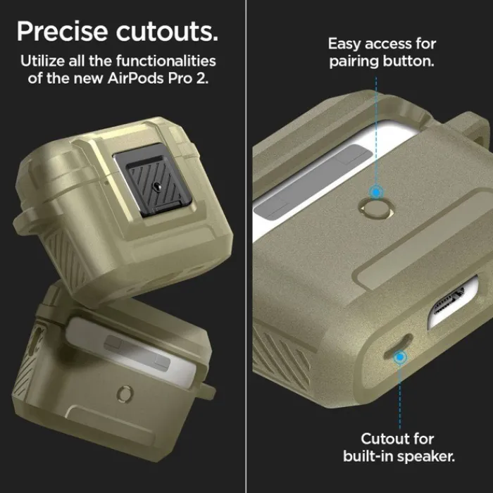 Spigen Airpods Pro|Etui Airpods-Etui Lock Fit Airpods Pro 1 / 2 Vintage Khaki Case