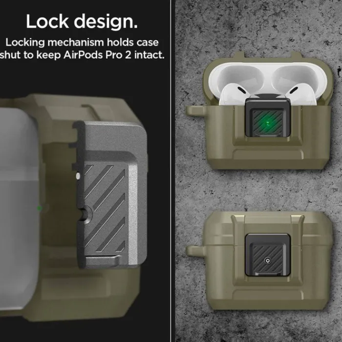 Spigen Airpods Pro|Etui Airpods-Etui Lock Fit Airpods Pro 1 / 2 Vintage Khaki Case