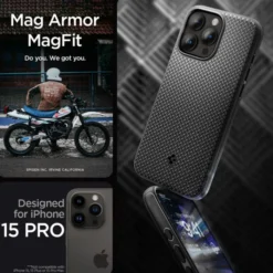 Spigen Iphone 15 Pro|Iphone 15 Pro-Etui Mag Armor iPhone 15 Pro Matte Black