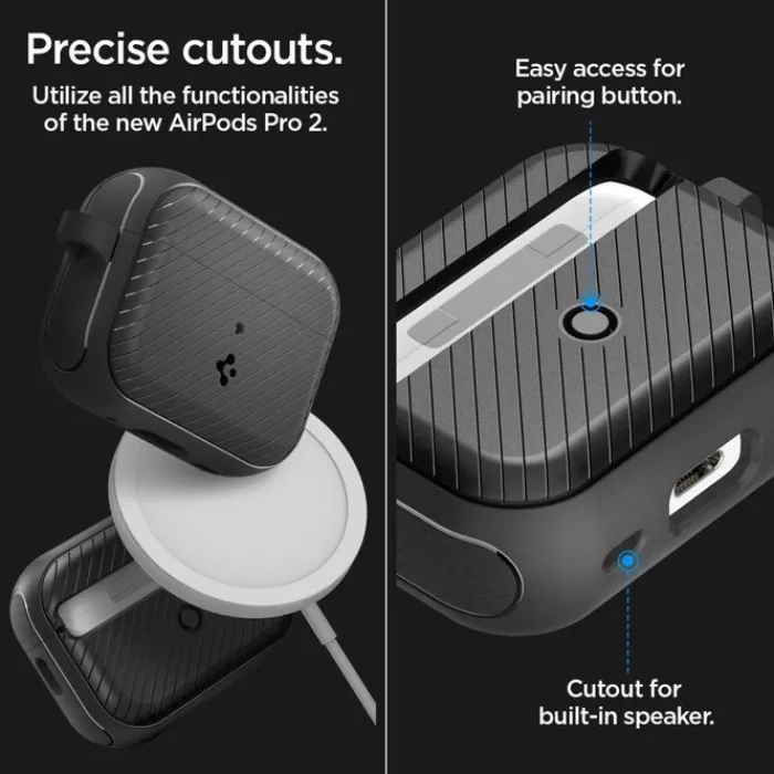 Spigen Airpods Pro|Etui Airpods-Etui Mag Armor Magsafe Apple Airpods Pro 1 / 2 Matte Black Case