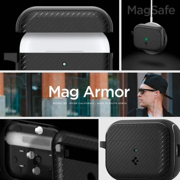 Spigen Airpods Pro|Etui Airpods-Etui Mag Armor Magsafe Apple Airpods Pro 1 / 2 Matte Black Case