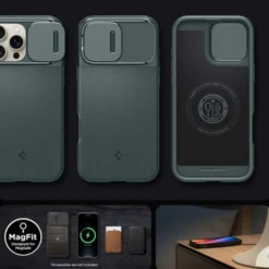 Spigen Iphone 16 Pro Max|Iphone 16 Pro Max-ETUI OPTIK ARMOR MAG MAGSAFE IPHONE 16 PRO MAX ABYSS GREEN