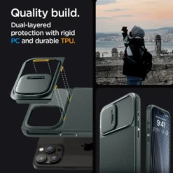 Spigen Iphone 15 Pro|Iphone 15 Pro-Etui Optik Armor Mag Magsafe iPhone 15 Pro Abyss Green Case