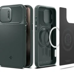Spigen Iphone 15 Pro|Iphone 15 Pro-Etui Optik Armor Mag Magsafe iPhone 15 Pro Abyss Green Case