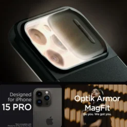 Spigen Iphone 15 Pro|Iphone 15 Pro-Etui Optik Armor Mag Magsafe iPhone 15 Pro Abyss Green Case