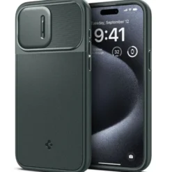 Spigen Iphone 15 Pro|Iphone 15 Pro-Etui Optik Armor Mag Magsafe iPhone 15 Pro Abyss Green Case