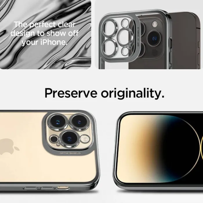 Spigen Iphone 14 Pro Max|Apple-Etui Optik Crystal iPhone 14 Pro Max Chrome Greycase