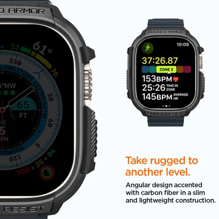 Spigen Apple Watch Ultra 49Mm|Apple Watch Ultra 2 49Mm-Etui Rugged Armor Apple Watch Ultra 49mm Ultra 2 Czarne