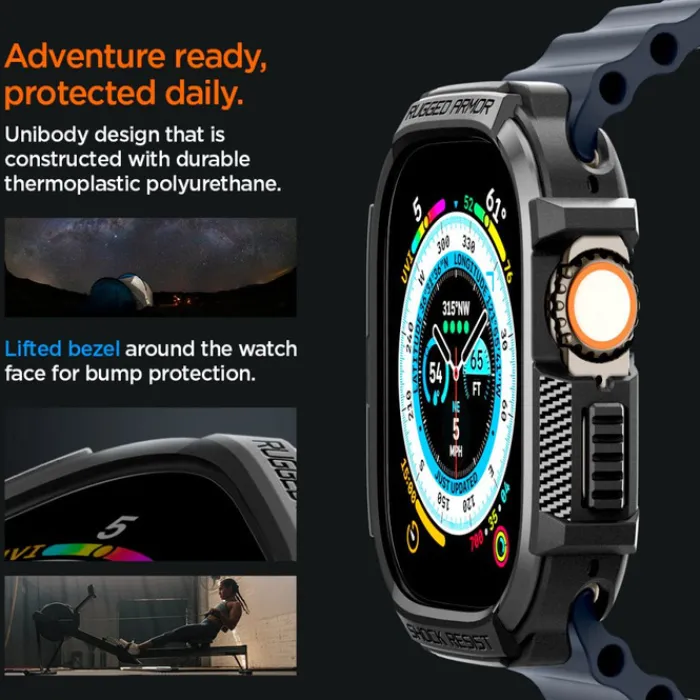 Spigen Apple Watch Ultra 49Mm|Apple Watch Ultra 2 49Mm-Etui Rugged Armor Apple Watch Ultra 49mm Ultra 2 Czarne
