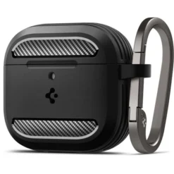 Spigen Airpods 4|Etui Airpods-ETUI RUGGED ARMOR APPLE AIRPODS 4 MATTE BLACK