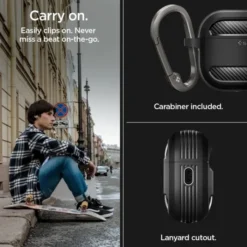 Spigen Airpods Pro|Etui Airpods-Etui Rugged Armor Apple Airpods Pro 1 / 2 Matte Black Case