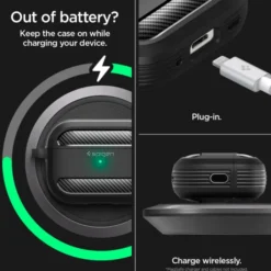 Spigen Airpods Pro|Etui Airpods-Etui Rugged Armor Apple Airpods Pro 1 / 2 Matte Black Case