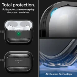 Spigen Airpods Pro|Etui Airpods-Etui Rugged Armor Apple Airpods Pro 1 / 2 Matte Black Case