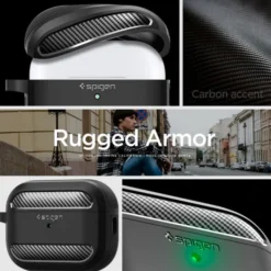 Spigen Airpods Pro|Etui Airpods-Etui Rugged Armor Apple Airpods Pro 1 / 2 Matte Black Case