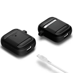 Spigen Airpods|Etui Airpods-Etui Rugged Armor Apple Airpods Black Czarne Case