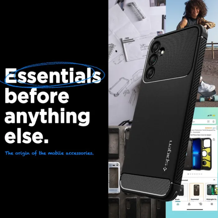 Spigen Galaxy A14 Lte|Samsung-Etui Rugged Armor Galaxy A14 5G Matte Black Czarny Case