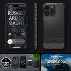 Spigen Iphone 15 Pro Max|Iphone 15 Pro Max-Etui Rugged Armor Mag Magsafe iPhone 15 Pro Max Matte Black Czarny Case