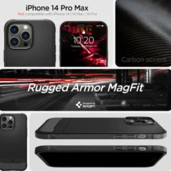 Spigen Iphone 14 Pro Max|Apple-Etui Rugged Armor Mag Magsafe iPhone 14 Pro Max Matte Black Czarny Case