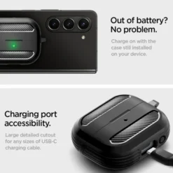 Spigen Galaxy Buds 3 Pro|Etui Galaxy Buds-ETUI RUGGED ARMOR SAMSUNG GALAXY BUDS 3 / 3 PRO MATTE BLACK