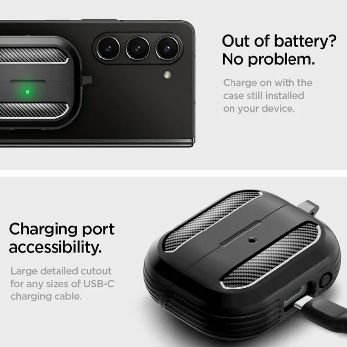Spigen Galaxy Buds 3 Pro|Etui Galaxy Buds-ETUI RUGGED ARMOR SAMSUNG GALAXY BUDS 3 / 3 PRO MATTE BLACK