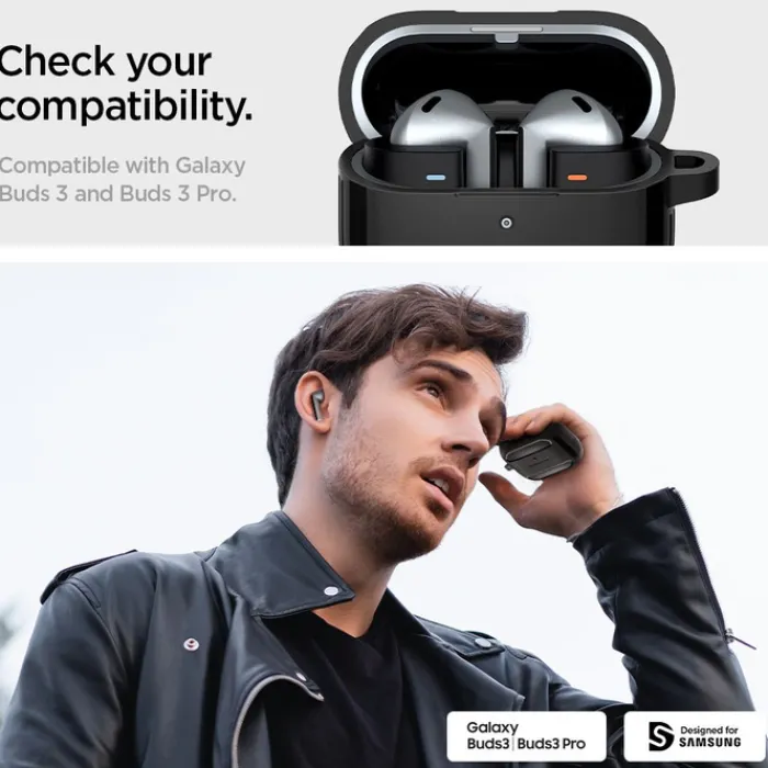 Spigen Galaxy Buds 3 Pro|Etui Galaxy Buds-ETUI RUGGED ARMOR SAMSUNG GALAXY BUDS 3 / 3 PRO MATTE BLACK