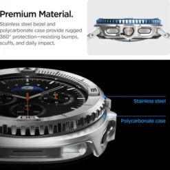 Spigen Galaxy Watch 8 Classic 46Mm|Samsung-ETUI SAMSUNG GALAXY WATCH 8 CLASSIC (46 MM) BEZEL TUNE PRO PILOT SILVER