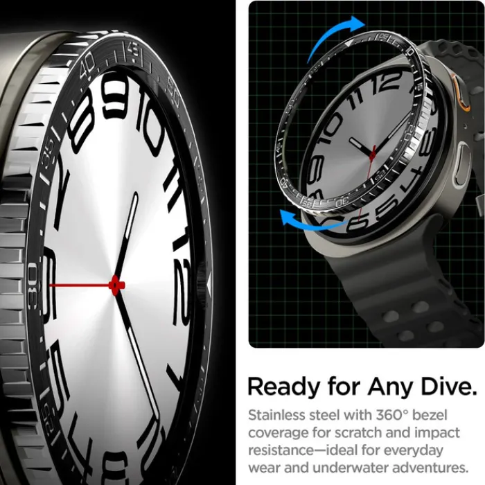 Spigen Galaxy Watch 8 44Mm|Samsung-ETUI SAMSUNG GALAXY WATCH 8 44 MM BEZEL TUNE DIVER CZARNE