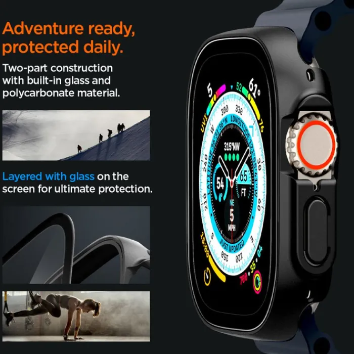 Spigen Apple Watch Ultra 49Mm|Apple Watch Ultra 2 49Mm-Etui Thin Fit 360 Apple Watch Ultra 49mm Ultra 2 Czarne