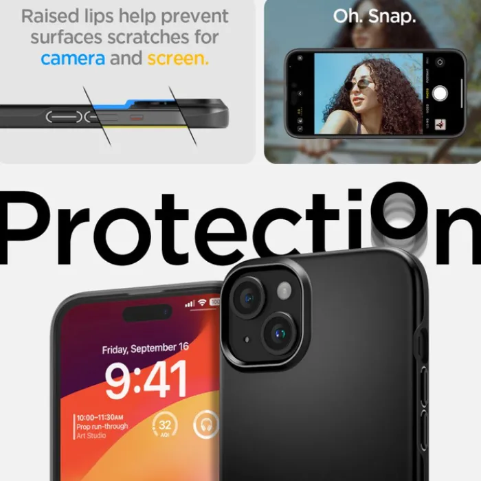 Spigen Iphone 15|Apple-Etui Thin Fit iPhone 15 Black Case