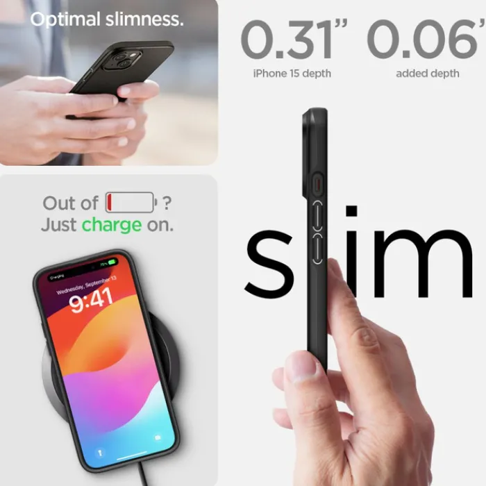 Spigen Iphone 15|Apple-Etui Thin Fit iPhone 15 Black Case