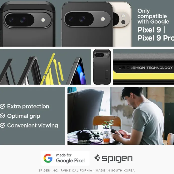 Spigen Pixel 9|Pixel 9 Pro-Etui TOUGH ARMOR GOOGLE PIXEL 9 / 9 PRO BLACK