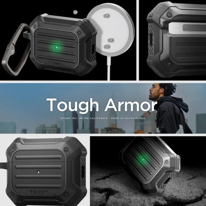 Spigen Airpods Pro|Etui Airpods-Etui Tough Armor Mag Magsafe Apple Airpods Pro 1 / 2 Black Case
