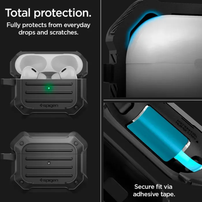 Spigen Airpods Pro|Etui Airpods-Etui Tough Armor Mag Magsafe Apple Airpods Pro 1 / 2 Black Case