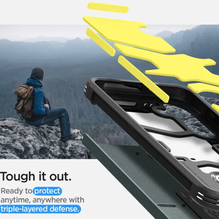 Spigen Samsung|Galaxy S24-Etui Tough Armor Samsung Galaxy S24 Abyss Green Case
