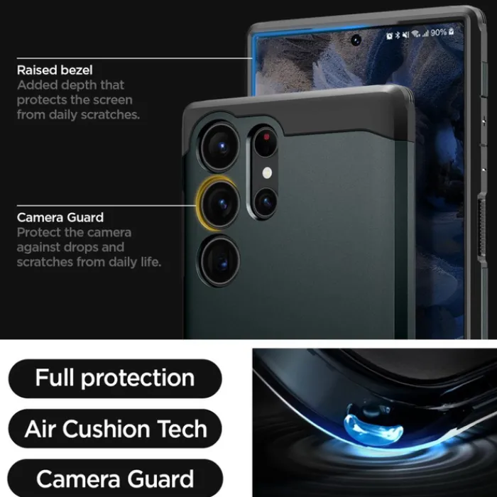 Spigen Samsung|Galaxy S23 Ultra-Etui Tough Armor Samsung S23 Ultra Abyss Green Zielony Case