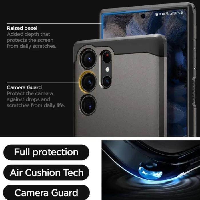 Spigen Samsung|Galaxy S23 Ultra-Etui Tough Armor Samsung S23 Ultra Gunmetal Grafitowy Case