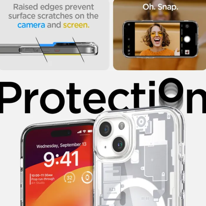 Spigen Iphone 15 Plus|Apple-Etui Ultra Hybrid Mag Magsafe iPhone 15 Plus Zero One White Case