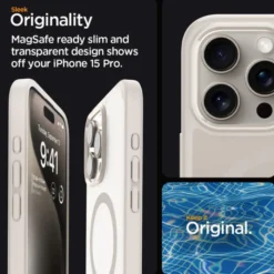 Spigen Iphone 15 Pro|Iphone 15 Pro-Etui Ultra Hybrid Mag Magsafe iPhone 15 Pro Frost Natural Titanium Case
