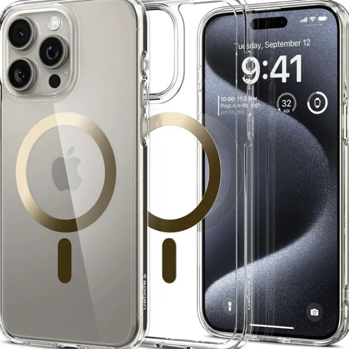 Spigen Iphone 15 Pro|Iphone 15 Pro-Etui Ultra Hybrid Mag Magsafe iPhone 15 Pro Gold Case