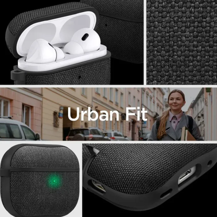 Spigen Airpods Pro|Etui Airpods-Etui Urban Fit Apple Airpods Pro 1 / 2 Black Case
