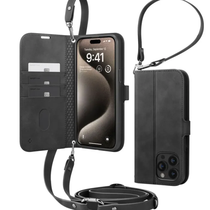 Spigen Na Szyję|Etui Uniwersalne-Etui Wallet ”s” Pro iPhone 15 Pro Black Case