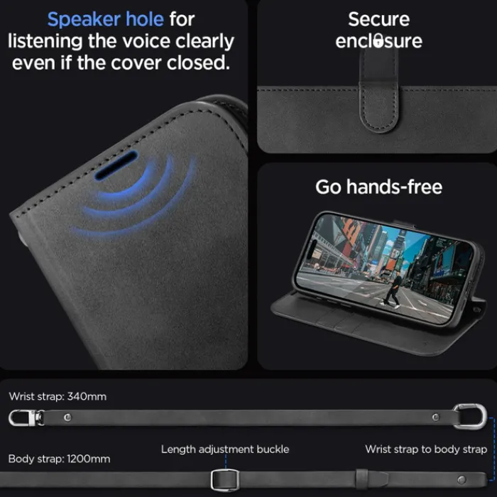 Spigen Na Szyję|Etui Uniwersalne-Etui Wallet ”s” Pro iPhone 15 Pro Black Case
